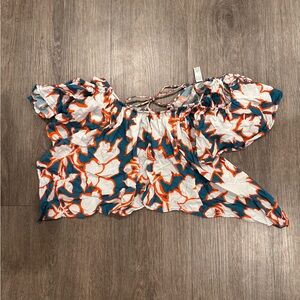 Floral Flutter Sleeve Off The Shoulder Top